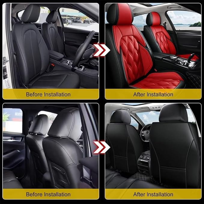 AOMSAZTO Car Seat Covers 2 Front Seats Custom Fit for Subaru Legacy 1995-2024 2025 2026 Leather Car Seat Cover Seat Cushion Protector Airbag Compatible Waterproof Red