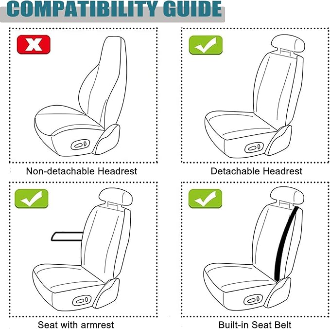 West Llama Linen Car Seat Covers-Breathable & Soft-Front Car Seat Protector Universal Fit 90% Cars,SUVs,Trucks,Diamond Pattern- 1Pair,Beige