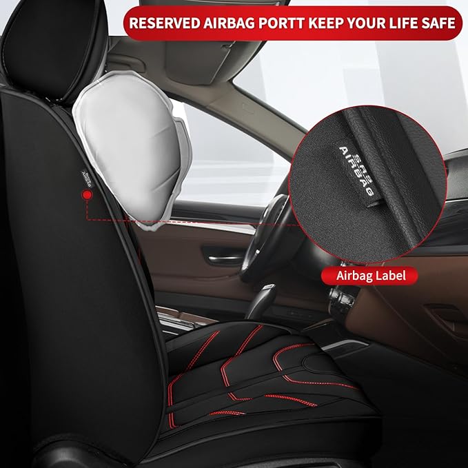 TTX LIGHTING Car Seat Covers fit for Hyundai Kona 2018-2026 Full Set: Premium Leather Automotive Seat Cover with Airbag Compatible Waterproof (5 Seats, Redline)