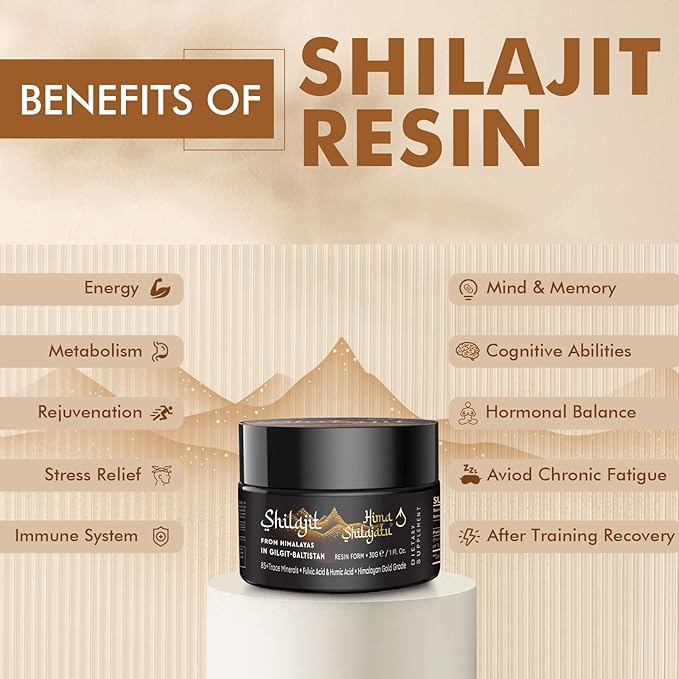 Shilajit Pure Himalayan Shilajit Resin - Gold Grade 100% Pure Shilajit with Fulvic Acid & 85+ Trace Minerals Complex for Energy & Immune Support, Pack of 2 (4 Months Supply)