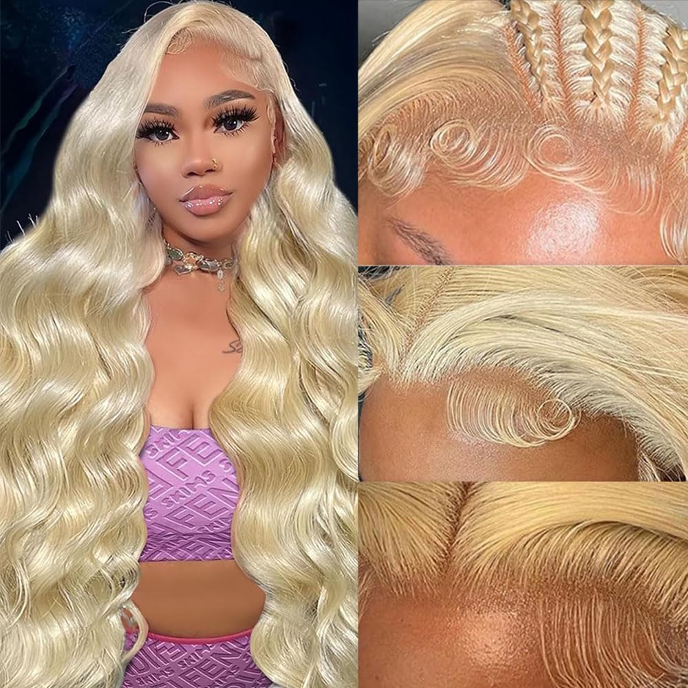 Qthair 14A Russian Blonde #613 Transparent Lace Frontal 16In 100% Russian Blonde Human Hair Body Wave Ear To Ear Lace Frontal Fo