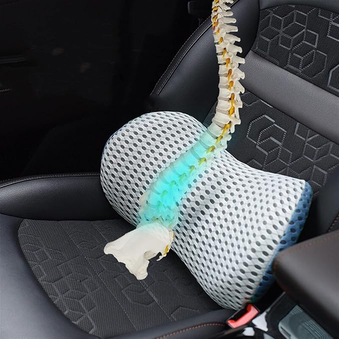 Lumbar Support Pillow for Car Seat, Mesh Office Chair Back Support Cushion, Ergonomic Back Pillows for Carseat,Office Chair,Desk,Wheelchair(Rojo)