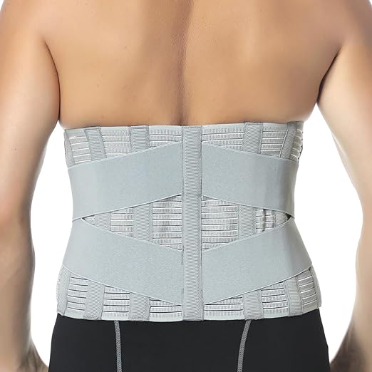NeoTech Care Adjustable Compression Back Brace Lumbar Support Belt, Grey, Size L
