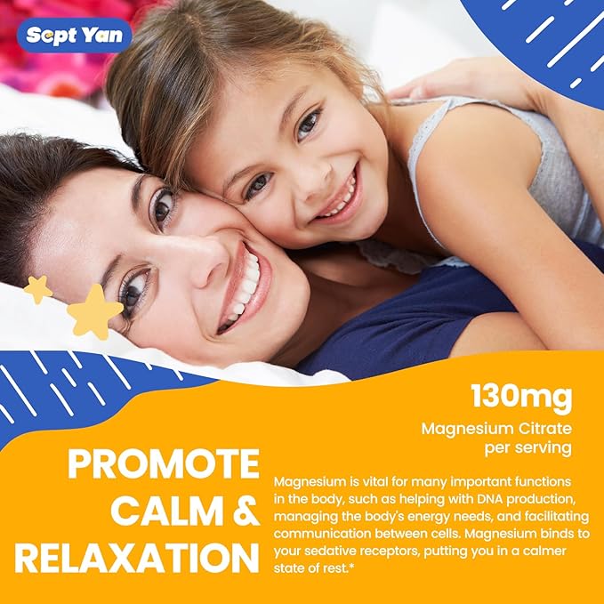 Magnesium Gummies for Kids - Magnesium Citrate Supplement with Vitamin B6, L-theanine, Chamomile & Lemon Balm - Calm Magnesium for Kids & Adults Sleep, Relaxation, Pineapple Flavor 60 Gummies