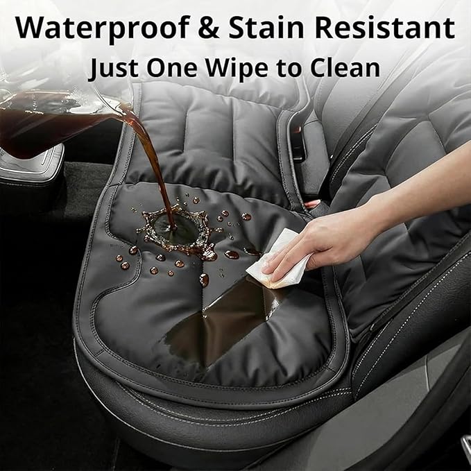 Skin-Friendly & Dirt-Repellent Leather Seat Cushions, 2026 Car Seat Cushion for Driving, 1.57" Thick Comfort Seat Protector, Universal Non-Slip Memory Foam Pad for Car (Brown, Front Seat Cushion)