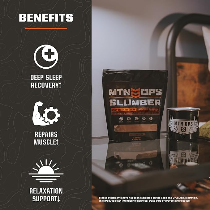 MTN OPS Slumber Sleep Aid for Muscle Recovery & Deep Sleep, Sleepy Chai Sleep Support Powder Drink Mix, 30 Servings