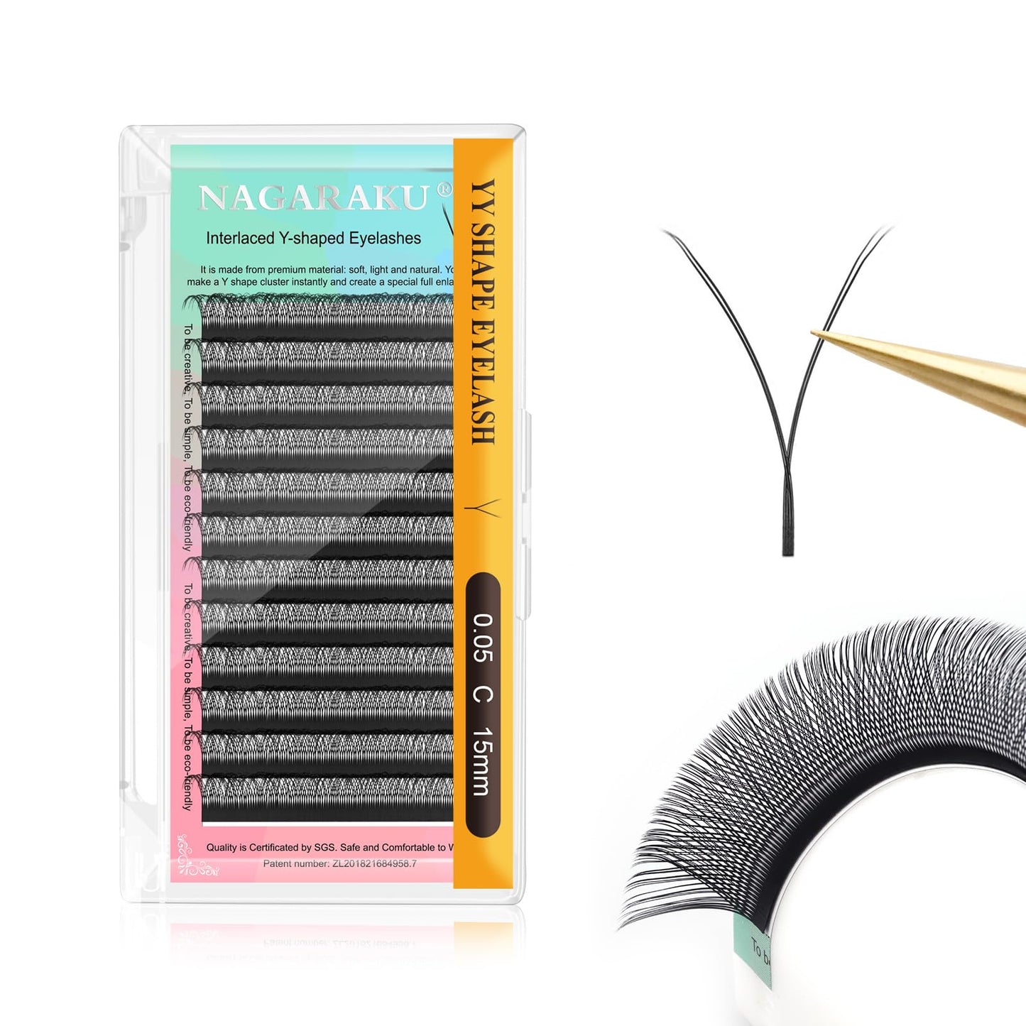 Nagaraku Double Tips 4D W Eyelash Extensions Supplies Thick W Lash 0.07Mm D Curl 15Mm Premade Fans Russian Volume Faux Mink Matt