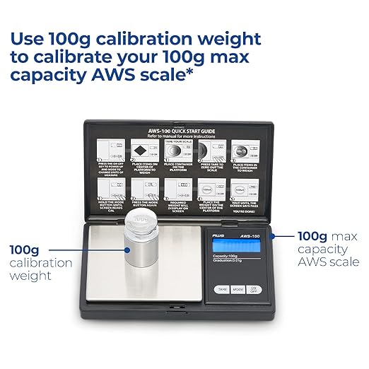American Weigh Scales Calibration Weight for AWS Digital Scale, Carbon Steel, Solid Stainless Steel Chrome Finish, 100g (100WGT)