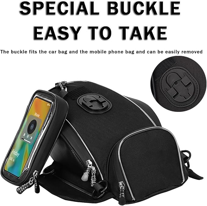 Motorcycle Tank Bag for Suzuki GSXR 750, Strong Magnetic Waterproof Oxford Black Motorbike Quick Release Pannier Bag