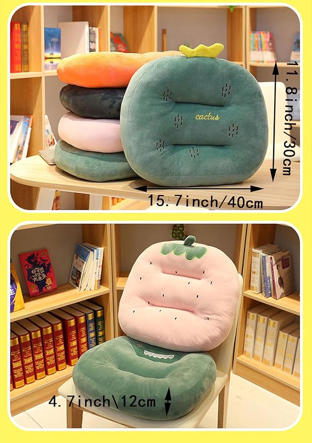 Cartoon Plush Car Booster Seat Cushion, Cute Funny Car Seat Cushion Heightening,Chair Cushion for Office Sofa Living Room (Carrot)