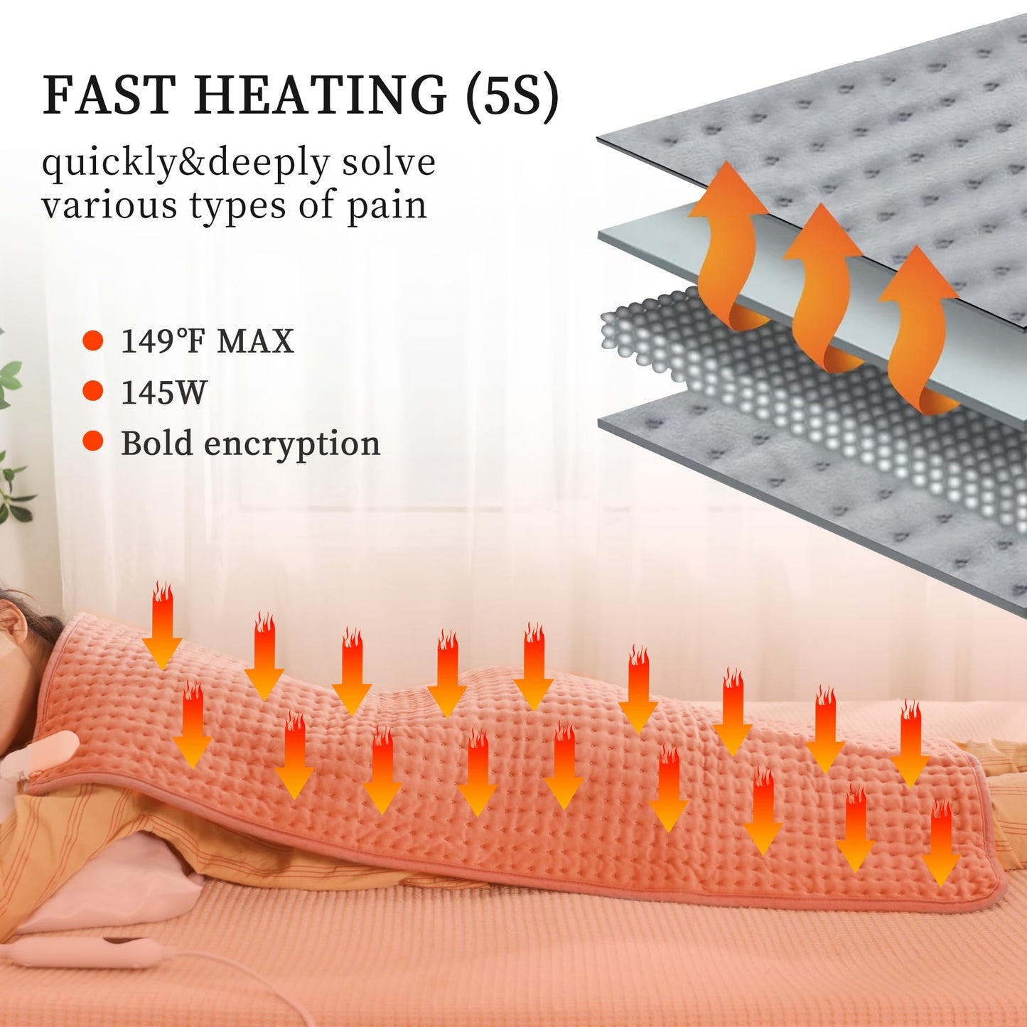 Large Heating Pad,TOPSOSO 20"x40" Extra Large Heating Pad for Back Pain Relief Electric Heating for Period Cramps Shoulders Pain Relief Moist/Dry Heat 10 Heat Setting Auto Shut Off Gift for Women Men
