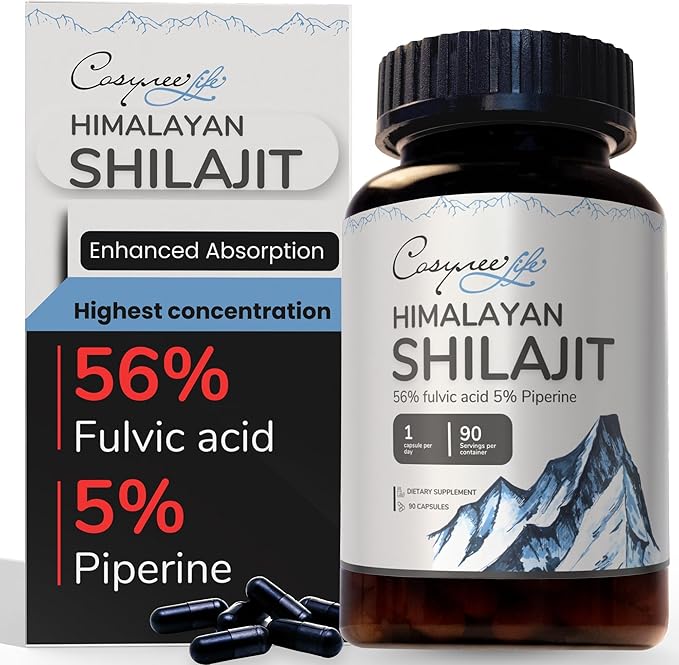 Himalayan Shilajit - Shilajit Capsules, Shilajit for Men, Shilajit for Women, 56% Fulvic Acid & 5% Piperine, 90 Caps