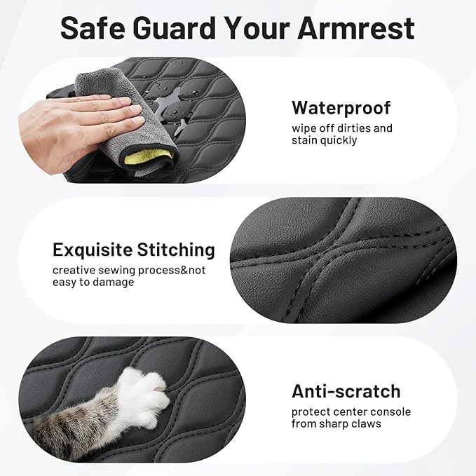 Autorder Center Console Cover for Toyota Corolla Cross 2022-2025 Accessories Armrest Cushion Cover Nappa Leather Middle Console Covers Sportage Console Cushion Pad Anti-Scratch