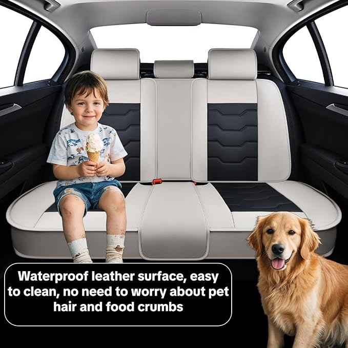 Gray Car Seat Covers for Ford Bronco Sport 2021-2025 Car Seat Cover, Waterproof PU Leather, 5 Piece Full Set, Easy to Clean and Install, Wear Resistance, Protect and Upgrade Seats