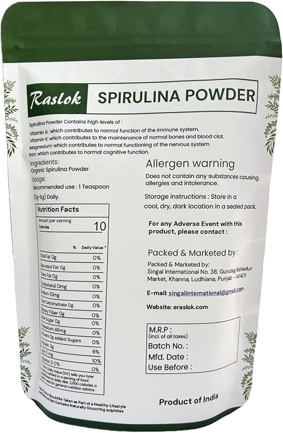 Pure Spirulina Powder | Immune Support and Antioxidants | No Filler & Non-GMO, Rich in Vegan Protein (8 Oz)