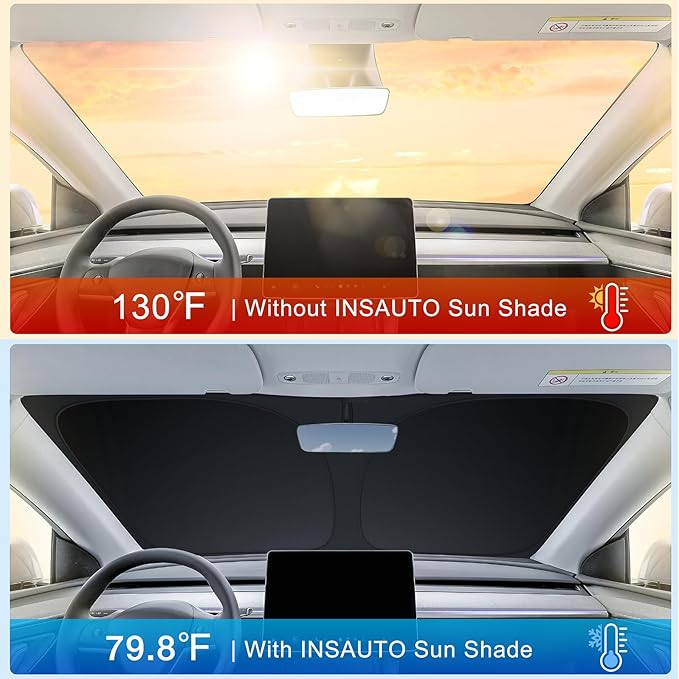 INSAUTO Custom Fit Windshield Sun Shade Accessories for Honda Accord 2018-2022, Foldable Front Window Sunshade, UV & Heat Reflector, Keeps Interior Cool, Includes Storage Bag