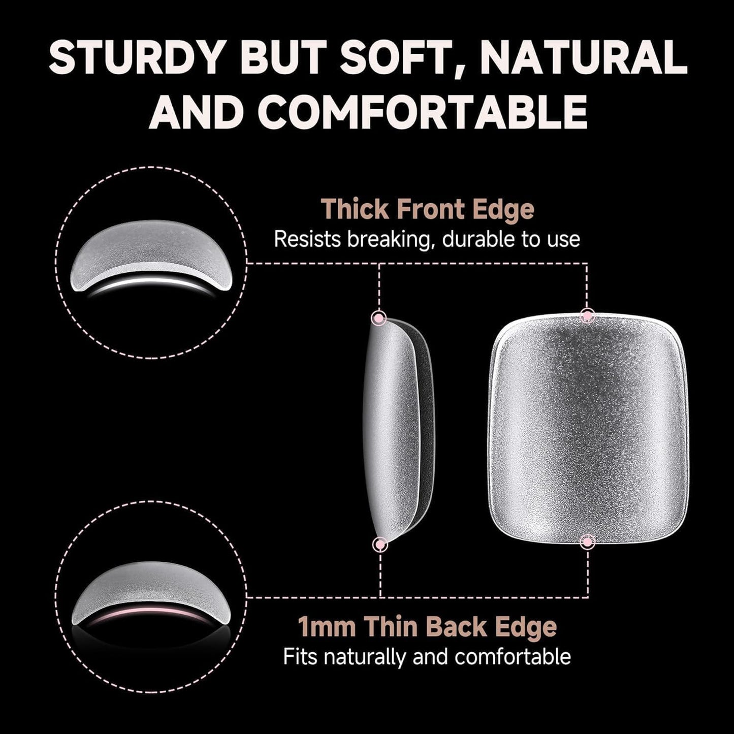 UNA GELLA Square Toe Nail Tips | 504 Pcs Soft Gel Full Cover | DIY Pedicure