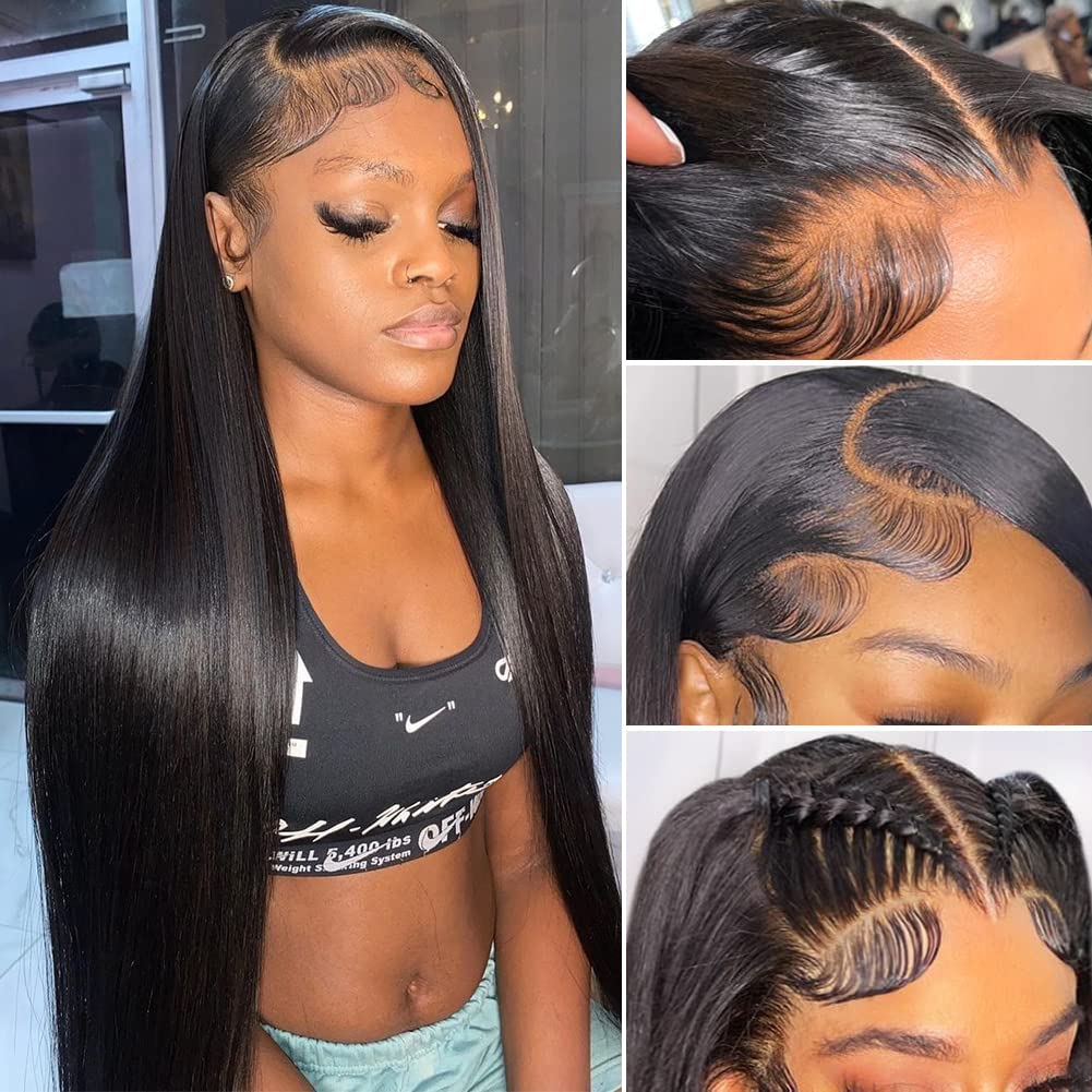 Iris Queen 13X4 Straight Hd Lace Front Wigs Human Hair Pre Plucked 12A 180 Density Straight Virgin Human Hair Transparent Lace F