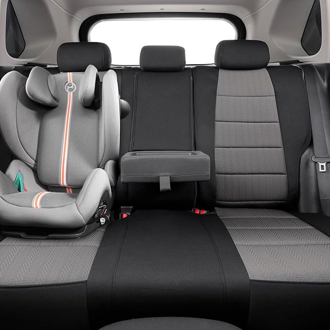 coverdream Rav4 Seat Covers Custom Fit for 2013-2018 Toyota Rav4 LE,Full Coverage Polyester Car Seat Protector(Full Set,Black & Gray)
