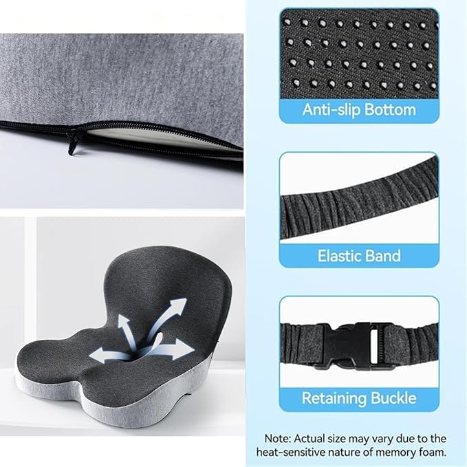 Back and Seat Cushion, Trucker Seat Cushions for Long Sitting, Car seat Cushion with Back Support, Seats Cushions for Lumbar Pain and Supporting The HIPS, Trucker Essentials (C)