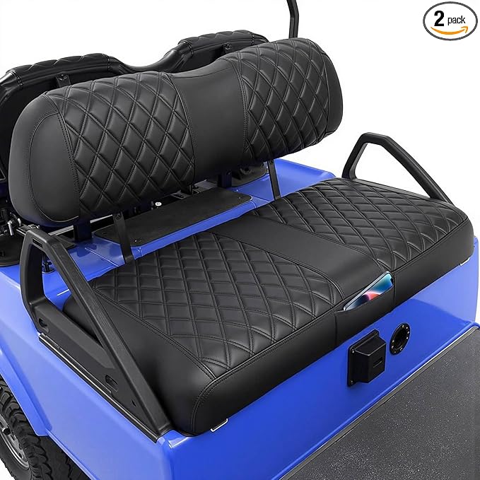 Club Car DS Seat Covers, Golf Cart Seat Covers for Club Car DS OEM Ordinary Seat-Thick Premium Marine Leather Custom Diamond Comfortable/Anti-Scratch/Anti-Fading/Easy to Install
