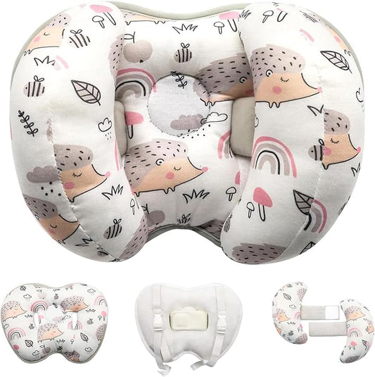 KAKIBLIN Baby Support Pillow, Head and Neck Support, 2 in 1 Banana Neck Pillow for Baby Newborn, Adjustable Stroller Head Pillows for Kids (Hedgehog)