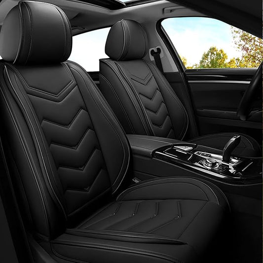Car Seat Covers for Mitsubishi Outlander 2003-2025, Premium Nappa Leather Car Seat Cover, Stylish Sport Seat Covers， Automobile Seat Cover Sets.(Standard 2 Seats/Pure Black)