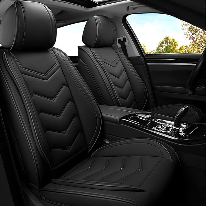 Car Seat Covers for Mercedes-Benz S-Class 2005-2025, Premium Nappa Leather Car Seat Cover, Stylish Sport Seat Covers， Automobile Seat Cover Sets.(Standard 2 Seats/Pure Black)