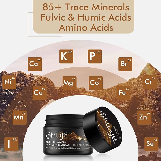 Shilajit Purest Himalayan Shilajit Resin - Gold Grade 100% Pure Shilajit with Fulvic Acid & 85+ Trace Minerals Complex for Energy & Immune Support, 30 Grams (2 Months Supply)