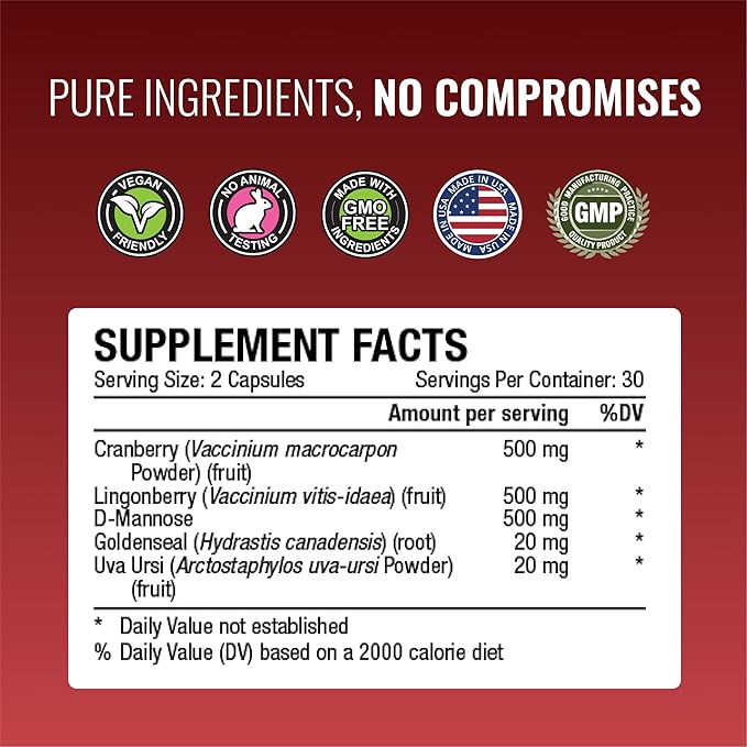 Approve Science® Uritrac™ - UTI Support - Cranberry, D-Mannose, Lingonberry - Vegan Friendly - 1 Bottle Supply
