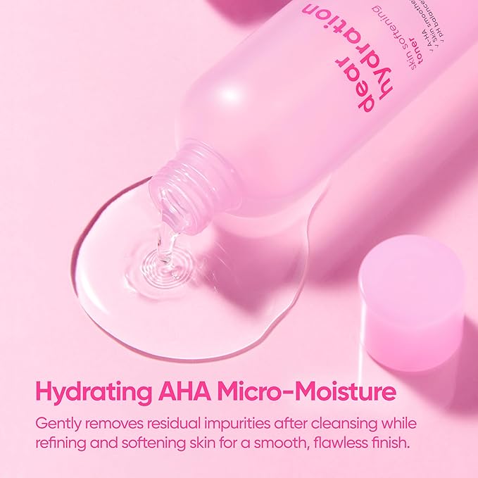 BANILA CO Dear Hydration Skin Softening Toner | Mild pH & Alcohol-Free | Dermatologist Tested | Balances, Hydrates, Gentle Exfoliation Moisturizing Toning Water with AHA (200ml / 6.76 fl oz)