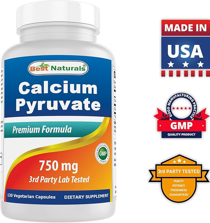 Calcium Pyruvate 750 mg 120 Capsules by Best Naturals (Pack of 2)