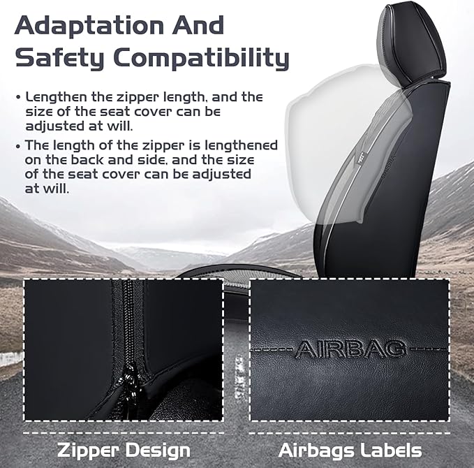 Truck Seat Covers for Ford F150 2009-2026, Waterproof Premium Leather Full Coverage Car Seat Cover, Muscle Sport Style Auto Interior Seat Cover Sets (Front Set/Black Gray)