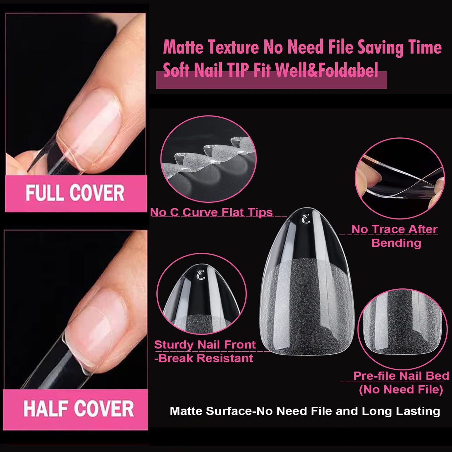 UNA GELLA Square Toe Nail Tips | 504 Pcs Soft Gel Full Cover | DIY Pedicure