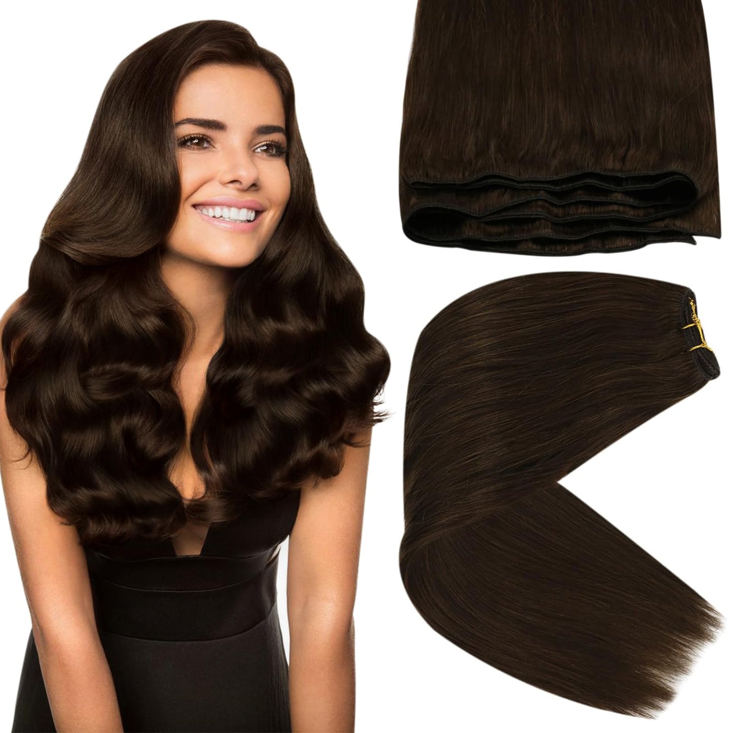 Sunny Sew In Hair Extensions Real Human Hair Chocolate Brown Weft Hair Extensions Brown Human Hair Extensions Sew In Remy Hair E