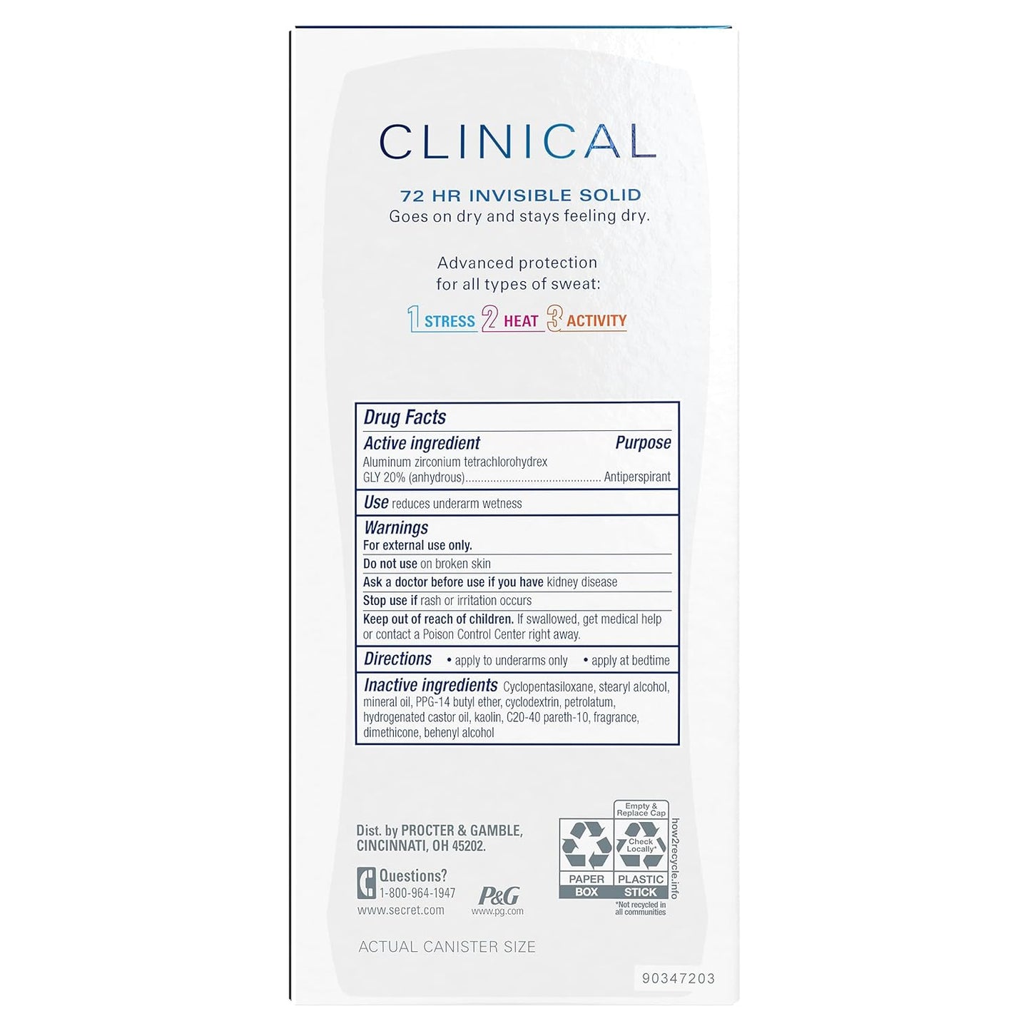 Secret Clinical Strength Antiperspirant | 72Hr Sweat & Odor Protection | For Women