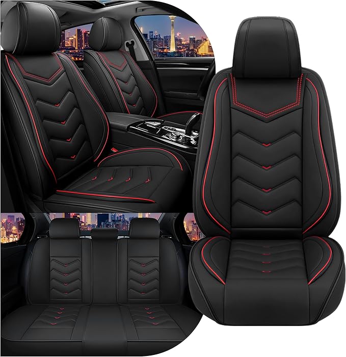 CTDS Car Seat Covers for Chevy Malibu 2000-2026, Stylish Sport Seat Cover, Premium Nappa Leather Car Seat Cover. Automobile Seat Covers Sets.(Standard 5 Seats/Black)