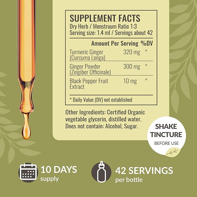 HERBAMAMA Liquid Drops Kit - Bundle of Turmeric Ginger Extract and Mullein Leaf Tincture 2 fl oz - Vegan, Non-GMO, Sugar & Alcohol-Free - 2 Pack