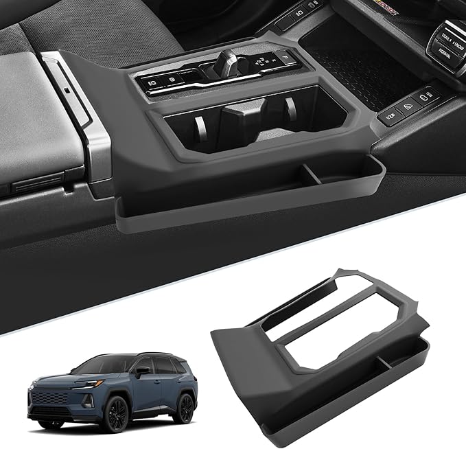 SKTU 2PCS for 2026 Toyota RAV4 Center Console Mat for 2026+ Toyota RAV4 (LE/SE/XLE Premium/Woodland/XSE/Limited) Non-Slip Console Pad & Gear Shift Panel 2026 RAV4 Accessories Side Storage Box