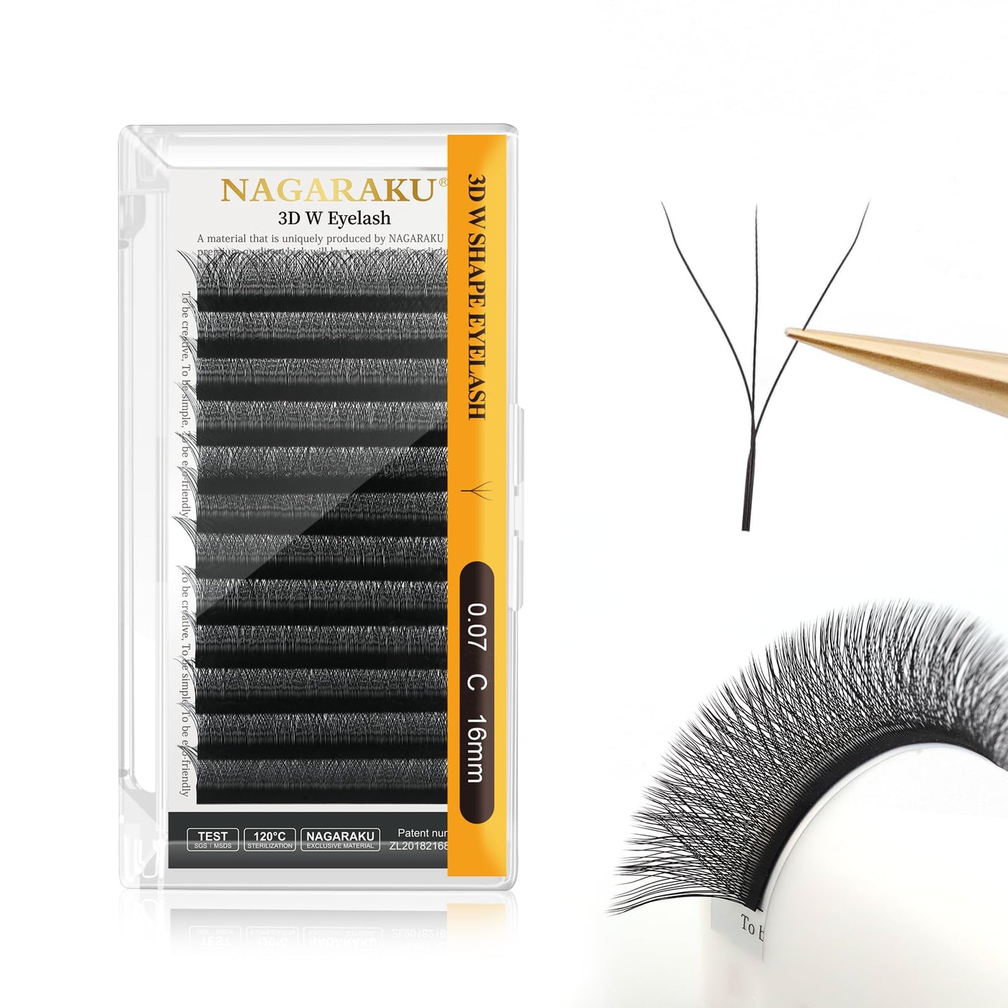 Nagaraku W Eyelash Extension 3D Volume Premade Fan 0.07Mm C Curl 16Mm Faux Mink Matte Black Cluster Easy Fanning Yy Eye Lashes
