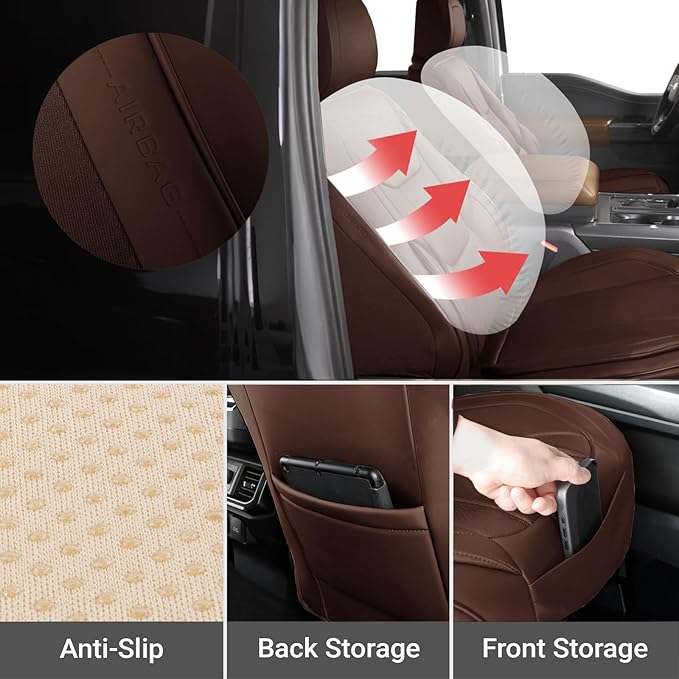 Coverland Custom Fit Car Seat Covers for Car Compatible with [Legend, CT5, CT5-V Bucket Seats, XTS-L, GS, Pulsar] Premium Waterproof Non-Slip Interior Seat Protector [Front Dark Brown- Size Chart A22]