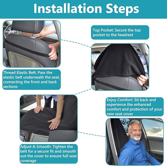 Car Seat Covers Universal Car Protective Front Seat Covers Washable Non-Slip Seat Protectors for Gym Workouts,Waterproof and Sweatproof Towel Seat Covers for Cars,Trucks, Jeeps (2 Pack Black)