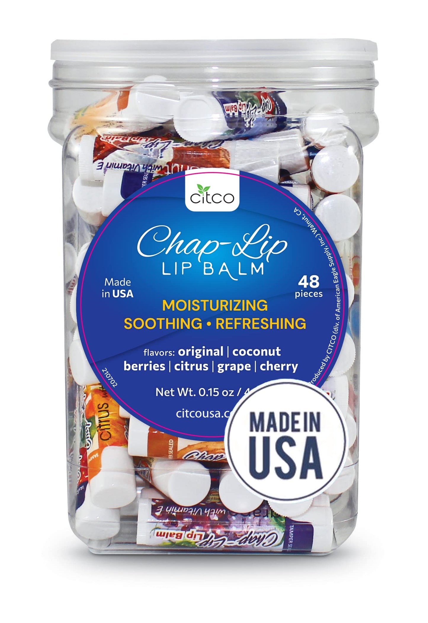 Chap-Lip Lip Balm Vitamin E With Coconut Oil - Lip Moisturizer Treatment - Moisturizing, Soothing, & Refreshing, Total Hydration