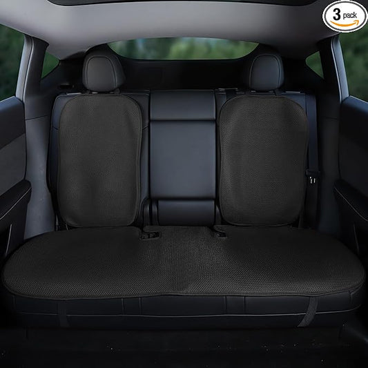 Rear Car Seat Covers Custom Fit for Tesla Model Y 2025 2020-2024 Breathable Interior Seat Cushion Protector All Season Protection (Without Logo)