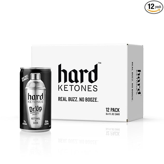 Hard Ketones Dr. Up Unsweetened (aka NASTY) | 0.0% Alcohol Alternative with 17g (7%) Ketohol | 12 Pack, 8.4 Oz Cans