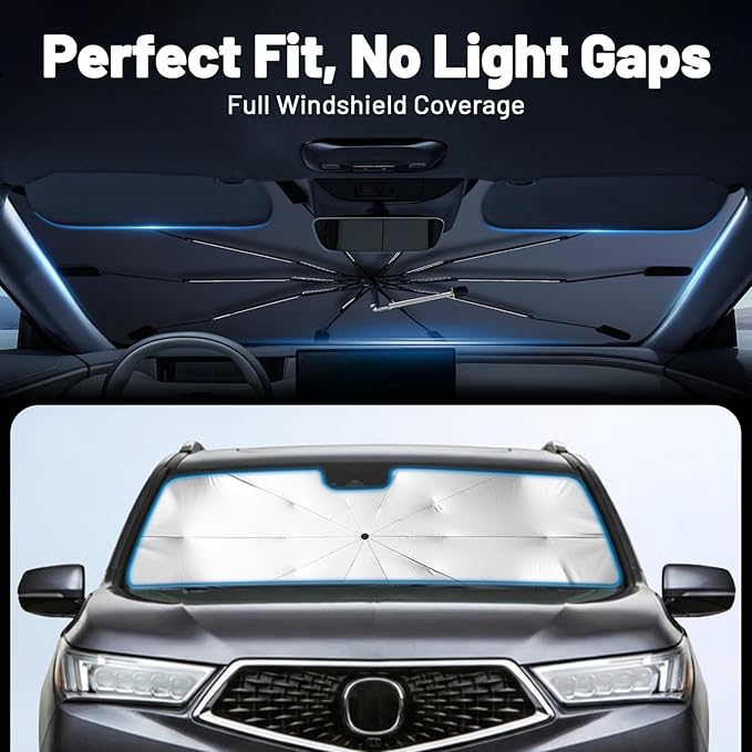 Car Windshield Sun Shade for Kia Optima 2013-2015 –[Reflective Coated Fabric] Sunshade Umbrella for Front Window, Car Shades Sun Visor Keep Car Cool and Protects Interior, 1:1 Exact Fit