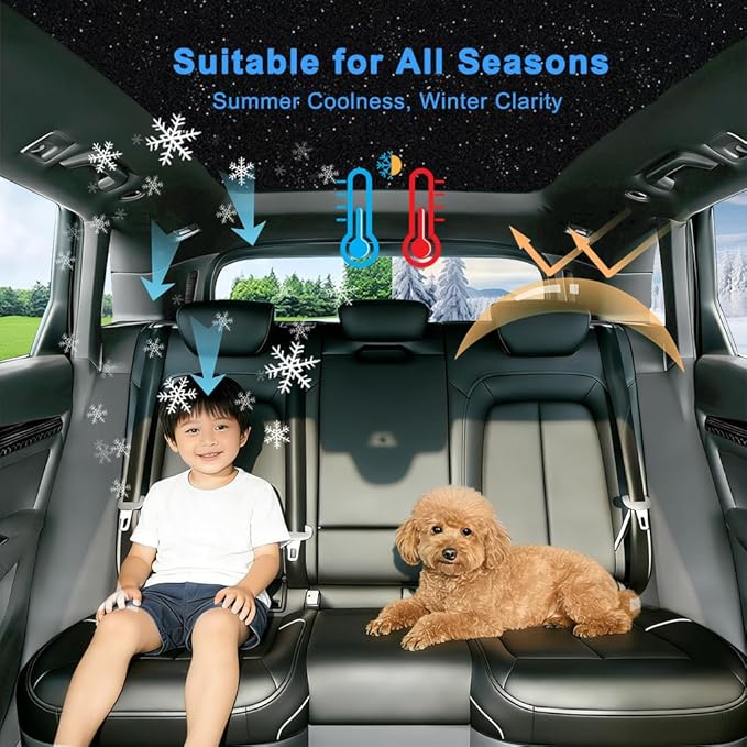 Car Sunroof Compatible with Volvo C40(Not for XC40) 2021-2023, Foldable Glass Roof Sunshade with Storage Bag, Sunshade Roof Heat Insulation Sun Protection Interior