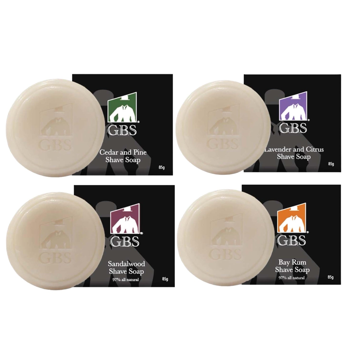 G.B.S Mens Shaving Soap Pack 97% All Natural Enriched With Shea Butter & Glycerin, Creates Rich Lather Form, 3 Oz Each Nourishes