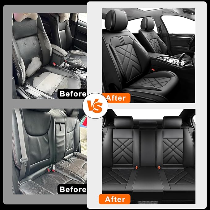 CX-90 Car Seat Covers Custom Fit for Mazda CX-90 2007-2026, Full Coverage Premium Leather Waterproof Breathable Seat Covers, Automotive Seat Protectors, Airbag Compatible(2 Front Seats, Black)