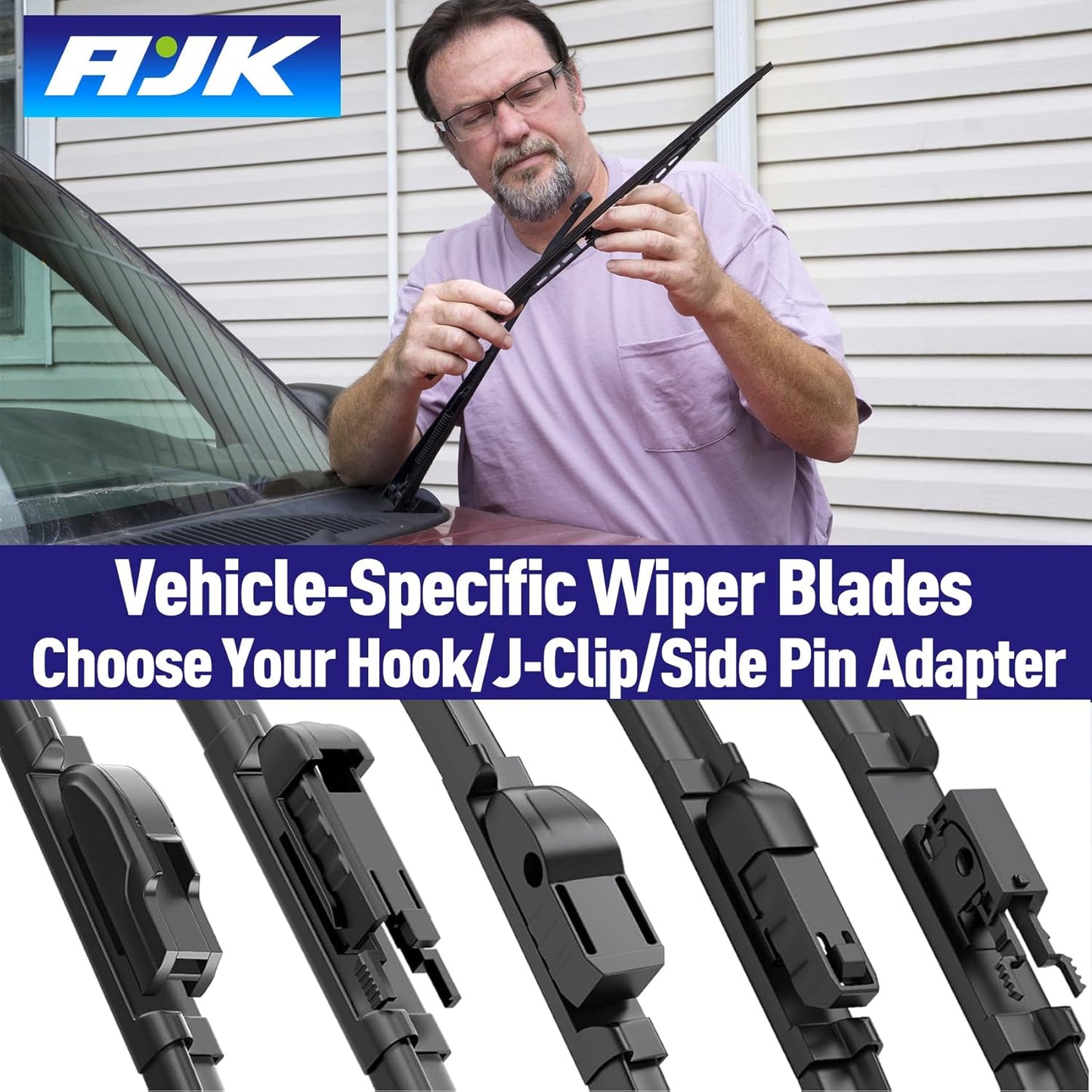 AJK Wiper Blades for Honda Accord 2008 2009 2010 2011 2012, 2 Piece All Weather OEM Quality Automotive Replacement Windshield Wiper Blades for My Car